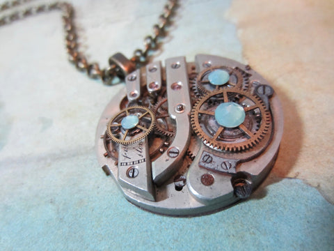 Steampunk Pendant - Time Lock - Steampunk Necklace- Steampunk jewelry handmade with real vintage watch and pocket watch parts