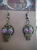 Steampunk owl earring - Steampunk earrings - Owls - Fuschia swarovski crystals