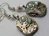 Steampunk watch earrings - Almost Time  - Steampunk Earrings - Teal Opal Swarovski Crystals - Repurposed art