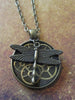 STeampunk pocket watch necklace - Dragonfly - Steampunk Necklace - Repurposed Art
