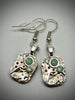 Steampunk watch earrings - Almost Time  - Steampunk Earrings - Teal Opal Swarovski Crystals - Repurposed art