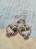 Steampunk owl earring - Steampunk earrings - Owls Emerald Swarovski Crystals