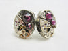 Steampunk Stud Earrings with Mechanical Watch Movement - Post Earrings - Amethyst - February Birthstone - Steampunk jewelry - gift for mom