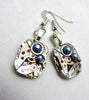 Watch movement Earrings Steampunk ear dark Sapphire Steampunk Earrings Birthday Gift for her
