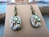 Steampunk ear gear - Peridot - Steampunk Earrings - Hamilton - Vintage handmade watch parts jewelry