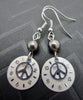 Steampunk Earrings - Peace sign - Watch parts earrings - Hippie - Boho - Womans earrings - For her
