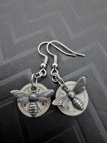 Steampunk Earrings - Bee's - Watch parts earrings - Hippie - Boho - Womans earrings - For her