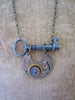Steampunk Pendant - Time Keyper - Steampunk Necklace - Steampunk jewelry handmade real vintage skeleton key and pocket watch parts