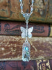 STeampunk necklace - Butterfly - Steampunk watch movement necklace - Peridot Borealis - Swarovski Crystal - birthday for her