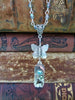 STeampunk necklace - Butterfly - Steampunk watch movement necklace - Peridot Borealis - Swarovski Crystal - birthday for her