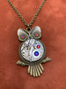 Steampunk Pendant , Who's Time , Steampunk Necklace , Owl pendant , With Borealis Swarovski Crystals in Volcano