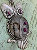 Steampunk Pendant - Who's Time - Steampunk Necklace - Owl pendant Swarovski crystals in Amethyst