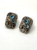 Steampunk Stud Earrings with Mechanical Watch Movement, Steampunk Earrings , Steampunk jewelry, Aqua Marine Swarovski crystals