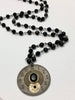 Steampunk Necklace - Juncture - Pocket watch face - Onyx - gift for mom - Birthday gift for her