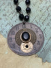 Steampunk Necklace - Juncture - Pocket watch face - Onyx - gift for mom - Birthday gift for her