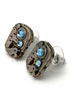 Steampunk Stud Earrings with Mechanical Watch Movement, Steampunk Earrings , Steampunk jewelry, Aqua Marine Swarovski crystals