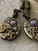 Steampunk Drop Earrings with Mechanical Watch Movement, Steampunk Earrings, Bulova jewelry with Borealis Swarovski crystals Gift for her