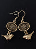 Steampunk earrings with gold sparrow - Steampunk Earrings - gift for her - Birthday gift - unique - one of a kind - pocket watch gears