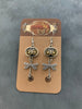 Dangle earrings set with Silver dragonfly’s - Steampunk Earrings - gift for her - Birthday gift - unique - one of a kind - with gears boho