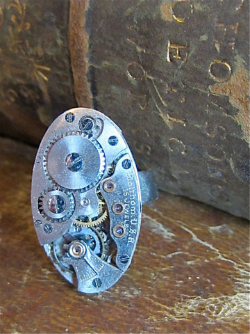 Steampunk ring - The works- Steampunk jewerly made with real vintage watch parts