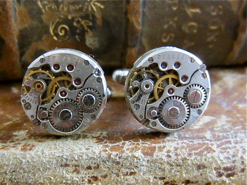 Watch movements - Steampunk - Cufflinks - Cuff Links -Repurposed - Up cycled