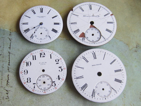 Vintage Antique porcelain pocket Watch Faces - d6