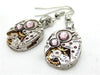 Steampunk ear gear - Light Amethiyst - Hamilton watch movement - Steampunk Earrings - gift for her - Birthday gift Repurposed