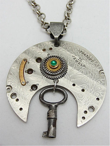 Steampunk Pendant - Secrets - Steampunk Necklace - Handmade steampunk jewelry made with real vintage pocket watch and watch parts