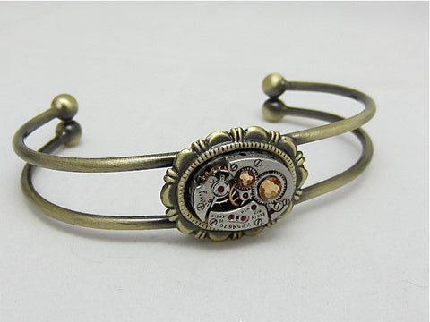 Steampunk Bracelet - In the Works - Steampunk watch parts cuff - bracelet