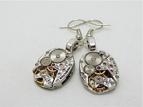 Hamilton  - Steampunk Earrings - Watch Movements -  Repurposed art