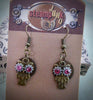 Steampunk owl earring - Steampunk earrings - Owls - Fuschia swarovski crystals