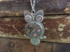 Steampunk Pendant - Who's Time - Steampunk Necklace - Owl pendant Swarovski crystals in Peach Rose