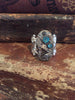 Back in time XI- Steampunk Ring - Repurposed recycled beautiful timepiece watch movement ring Tourquois Swarovski crystals