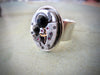 Steampunk Ring - Onyx Ring  - Unisex - Watch Movement Ring - Antique Silver - Adjustable Victorian Ring