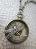 Steampunk Necklace - "In the Works" - Pocket Watch Case- Dragonfly Pendant- Necklace - Upcycled wearable art