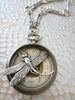 Steampunk Necklace - "In the Works" - Pocket Watch Case- Dragonfly Pendant- Necklace - Upcycled wearable art