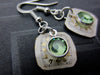 Steampunk Earrings with vintage Watch Dials, Faces Steampunk Earrings , Steampunk jewelry Peridot Birthstone  Birthday gift