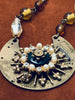 Steampunk Pendant - Precious Time - Steampunk Necklace- Repurposed art - Pearls and crystals. Pocket watch plate gift for her
