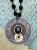 Steampunk Necklace - Juncture - Pocket watch face - Onyx - gift for mom - Birthday gift for her