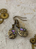 Steampunk Drop Earrings with Mechanical Watch Movement, Steampunk Earrings, Bulova jewelry with Borealis Swarovski crystals Gift for her