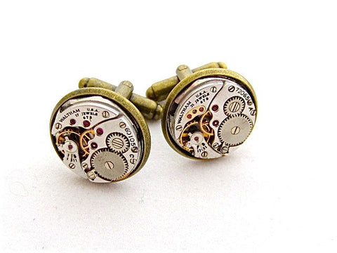 Waltham watch movement Cufflinks - Steampunk - Cufflinks - Cuff Links -Repurposed - Up cycled - gifts for him - groomsman gift