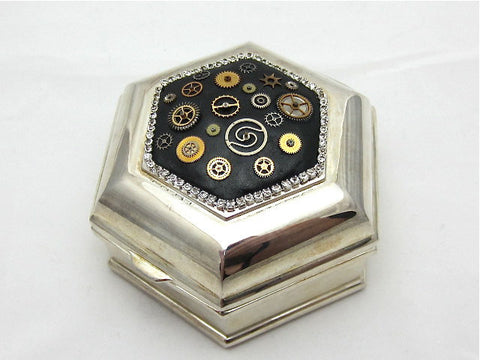 Steampunk Jewelry Box - Victorian Style - Velvet lined - Vintage hinged Jewelry Box
