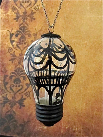 Steampunk Christmas ornament - Hot air balloon - Hand painted ornament - Victorian Ornament - One of a kind