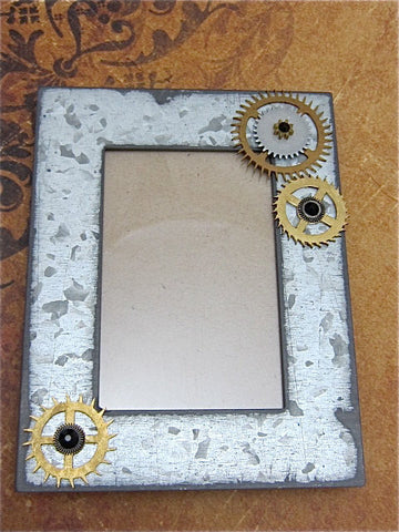 Steampunk Frame - A Moment in Time- Recycled - Upcycled - Steampunk Picture Frame - by SteampunkJunq - Great Gift or Stocking stuffer