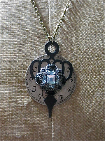 Steampunk Pendant -  Cultivated Beauty  - Steampunk watch parts Necklace- Repurposed art