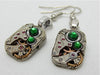 Steampunk ear gear - Emerald - Steampunk Earrings - Repurposed art